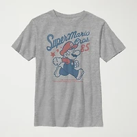Little & Big Kid Boys Crew Neck Short Sleeve Regular Fit Super Mario Graphic T-Shirt