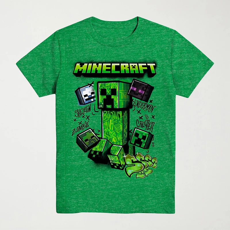 Little & Big Kid Boys Crew Neck Short Sleeve Regular Fit Minecraft Graphic T-Shirt