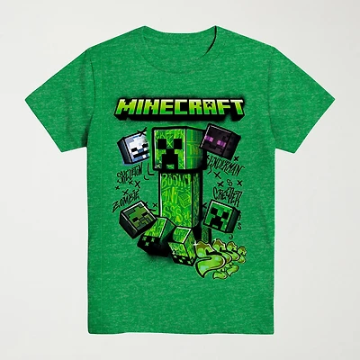 Little & Big Kid Boys Crew Neck Short Sleeve Regular Fit Minecraft Graphic T-Shirt
