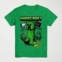 Little & Big Kid Boys Crew Neck Short Sleeve Regular Fit Minecraft Graphic T-Shirt
