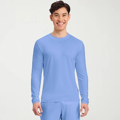Cherokee Mens Big and Tall Round Neck Long Sleeve Scrub Top