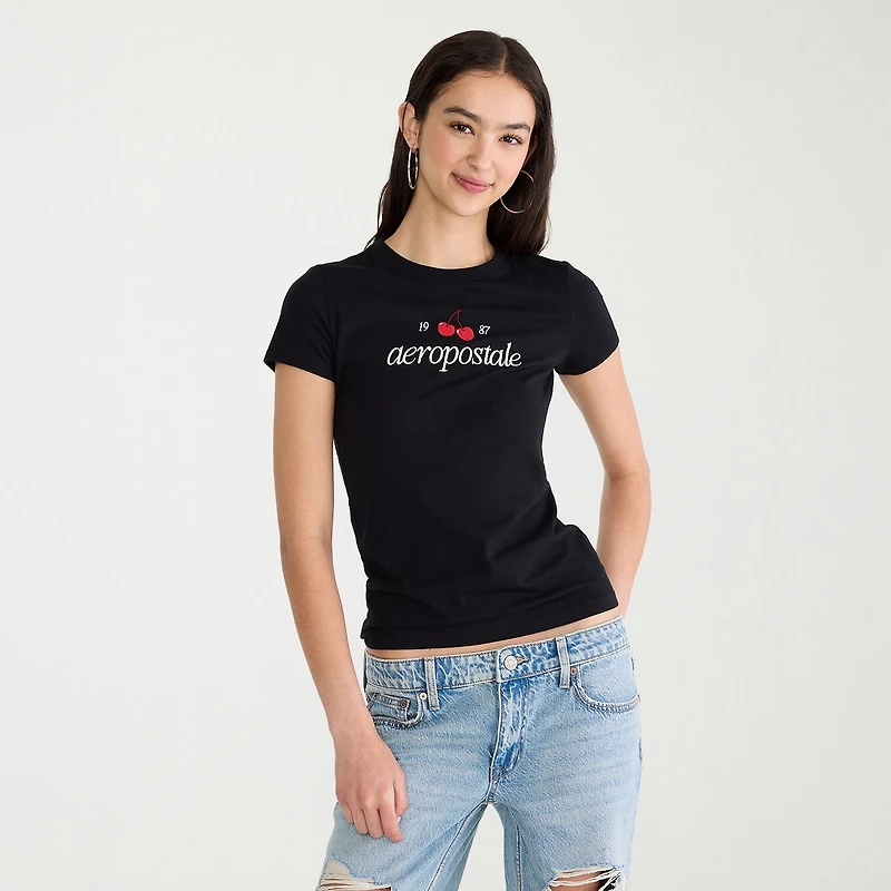 AEROPOSTALE Womens Juniors Crew Neck Short Sleeve Regular Fit Graphic T-Shirt