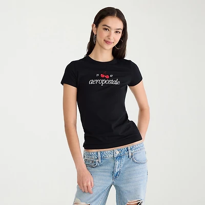 AEROPOSTALE Womens Juniors Crew Neck Short Sleeve Regular Fit Graphic T-Shirt