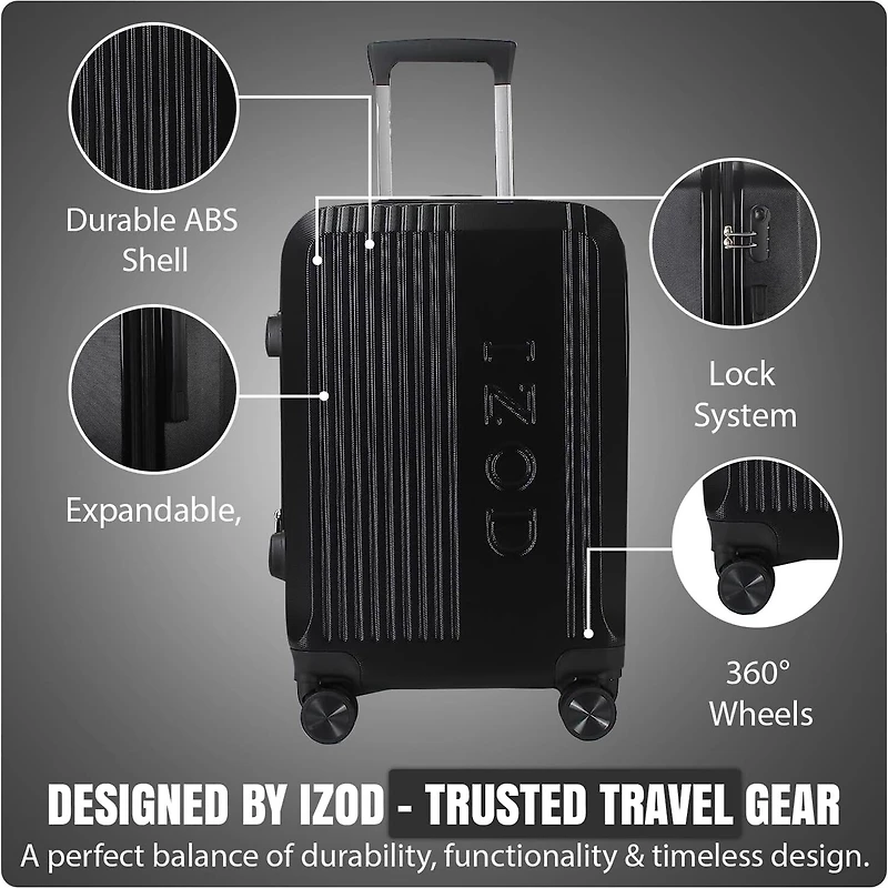 IZOD Zane 3-pc. Hardside Expandable Luggage Set