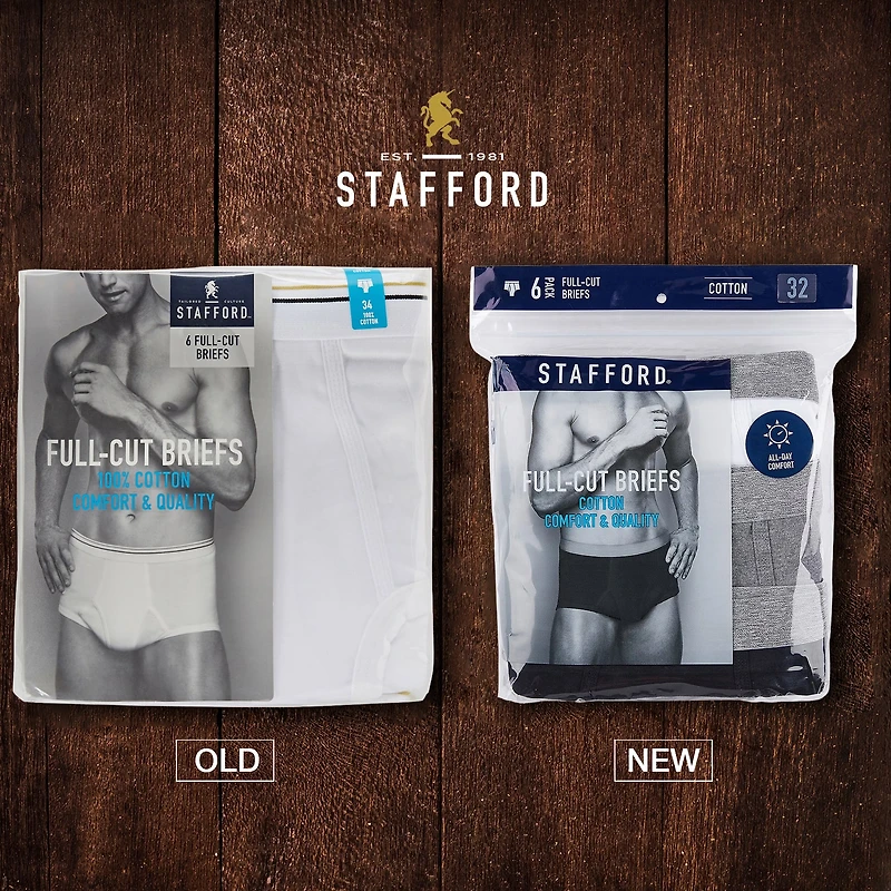 Stafford Cotton Full Cut Mens 6 Pack Briefs 302852