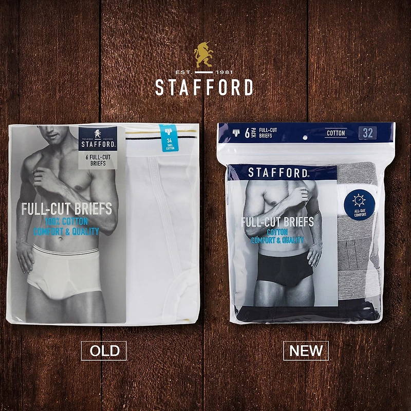 Stafford Cotton Full Cut Mens 6 Pack Briefs 302852