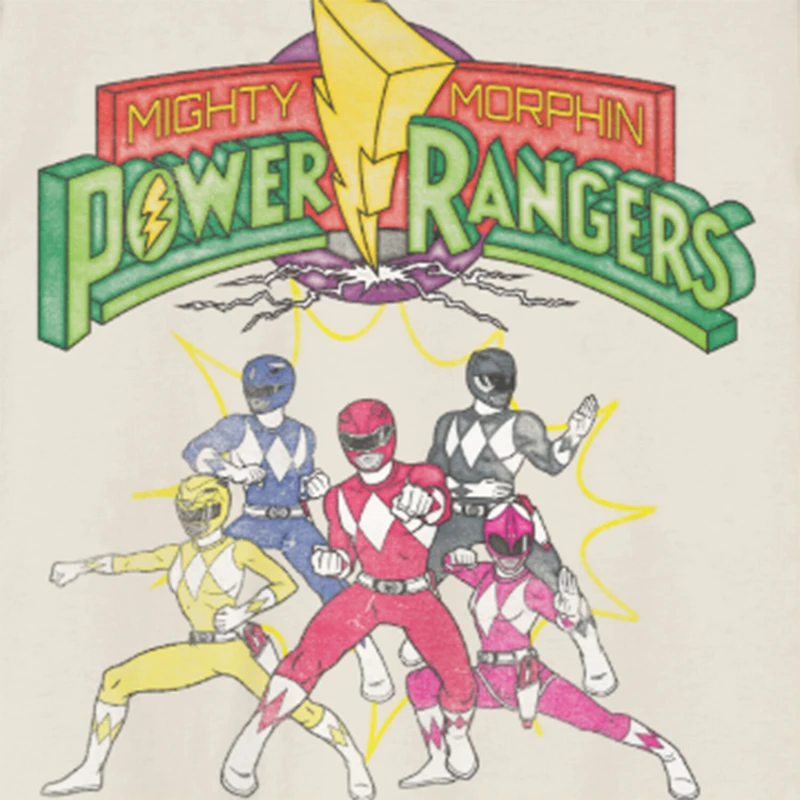 Power Rangers Mens Crew Neck Short Sleeve Regular Fit Graphic T-Shirt