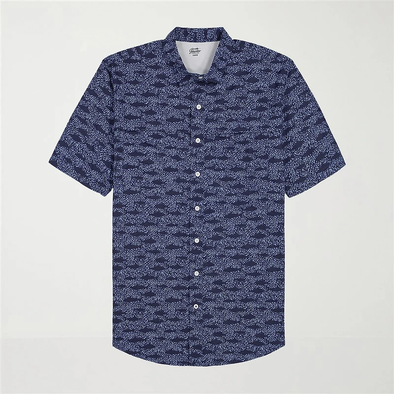 IZOD Sunshield Performance Mens Short Sleeve Classic Fit Stretch Fabric Big and Tall Button-Down Shirt