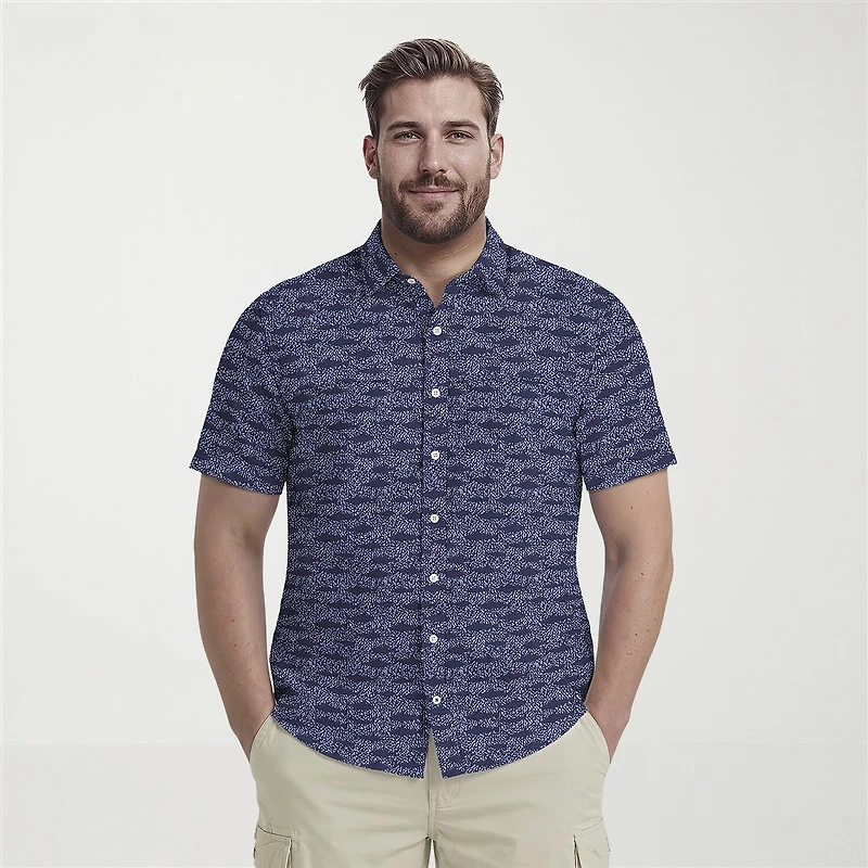 IZOD Sunshield Performance Mens Short Sleeve Classic Fit Stretch Fabric Big and Tall Button-Down Shirt