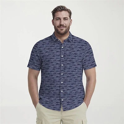 IZOD Sunshield Performance Mens Short Sleeve Classic Fit Stretch Fabric Big and Tall Button-Down Shirt