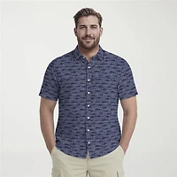 IZOD Sunshield Performance Mens Short Sleeve Classic Fit Stretch Fabric Big and Tall Button-Down Shirt