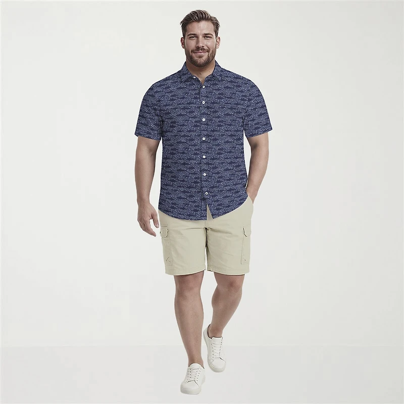 IZOD Sunshield Performance Mens Short Sleeve Classic Fit Stretch Fabric Big and Tall Button-Down Shirt