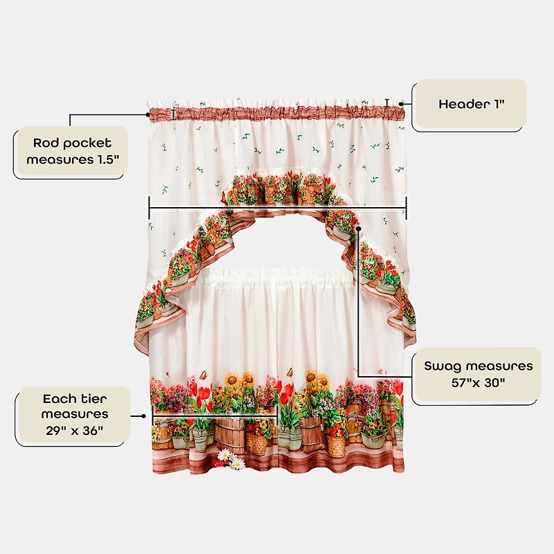 Rod Pocket Kitchen Curtains & Drapes Window Set