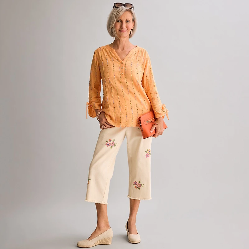 Alfred Dunner Beachcomber Womens Straight Capri Pant