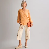 Alfred Dunner Beachcomber Womens Straight Capri Pant