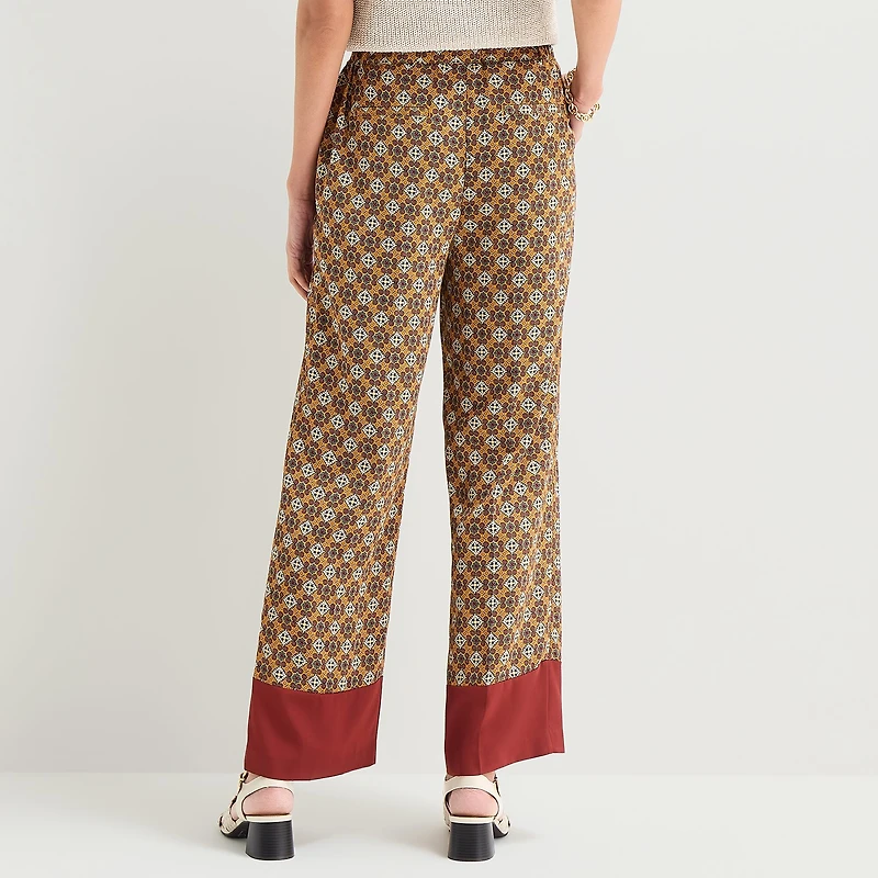 Liz Claiborne Womens Wide Leg Mid Rise Pull-On Pant