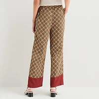 Liz Claiborne Womens Wide Leg Mid Rise Pull-On Pant