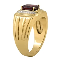 Mens 1/10 CT. T.W. Genuine Red Garnet 14K Gold Over Silver Fashion Ring