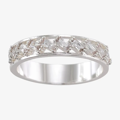 Sparkle Allure Station Womens 4.5MM Cubic Zirconia Pure Silver Over Brass Band
