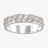 Sparkle Allure Station Womens 4.5MM Cubic Zirconia Pure Silver Over Brass Band