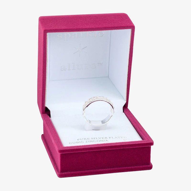 Sparkle Allure Station Womens 4.5MM Cubic Zirconia Pure Silver Over Brass Band