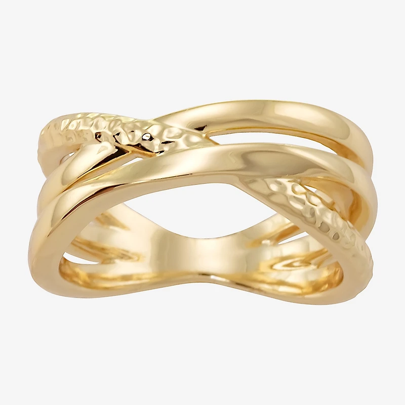 Sparkle Allure Orbital Crossover Womens Mystic Fire 14K Gold Over Brass Crossover Band