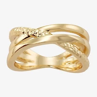 Sparkle Allure Orbital Crossover Womens Mystic Fire 14K Gold Over Brass Crossover Band