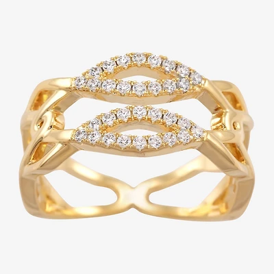 Sparkle Allure Womens Cubic Zirconia 14K Gold Over Brass Crossover Cocktail Ring