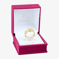 Sparkle Allure Womens Cubic Zirconia 14K Gold Over Brass Crossover Cocktail Ring