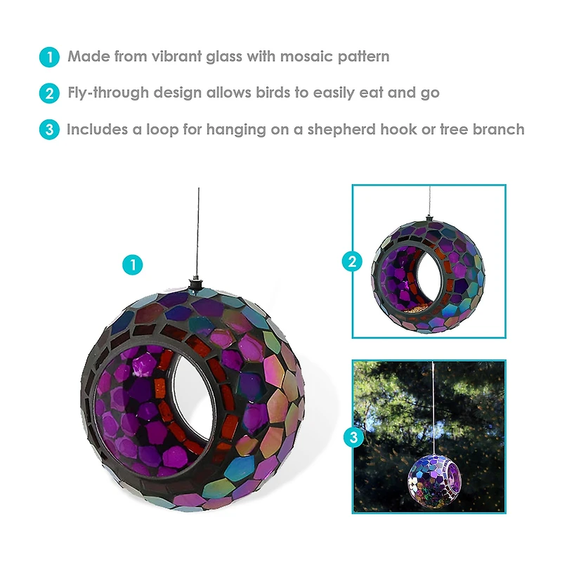 Net Health Shops Round Mosaic Glass Bird Feeder