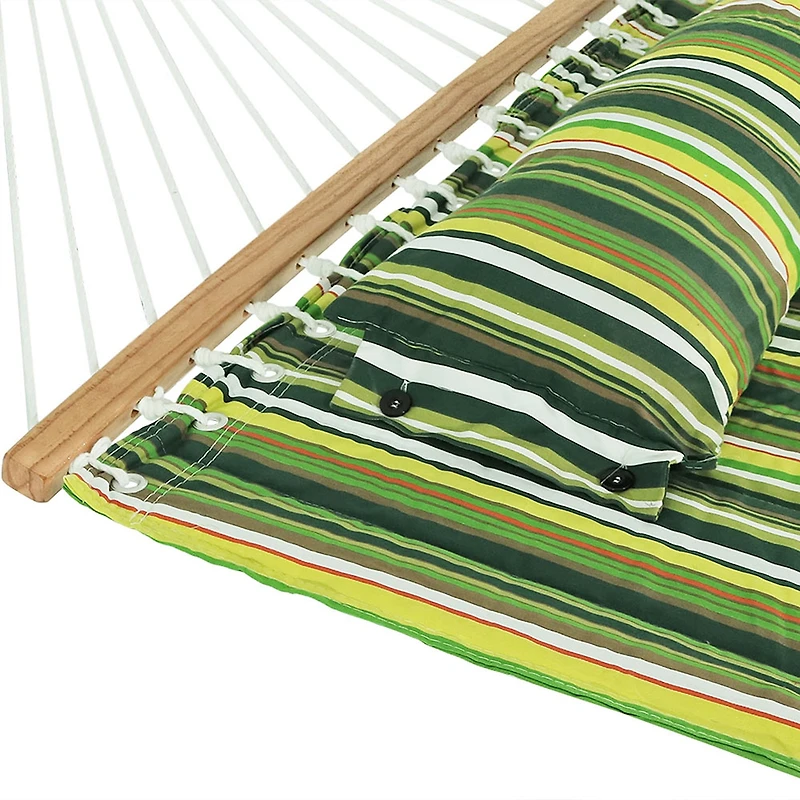 2-Person Freestanding Quilted Fabric Hammock with Stand