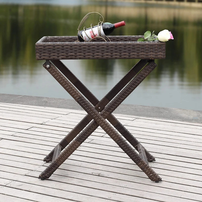Safavieh Bardia Folding Rattan Side Table