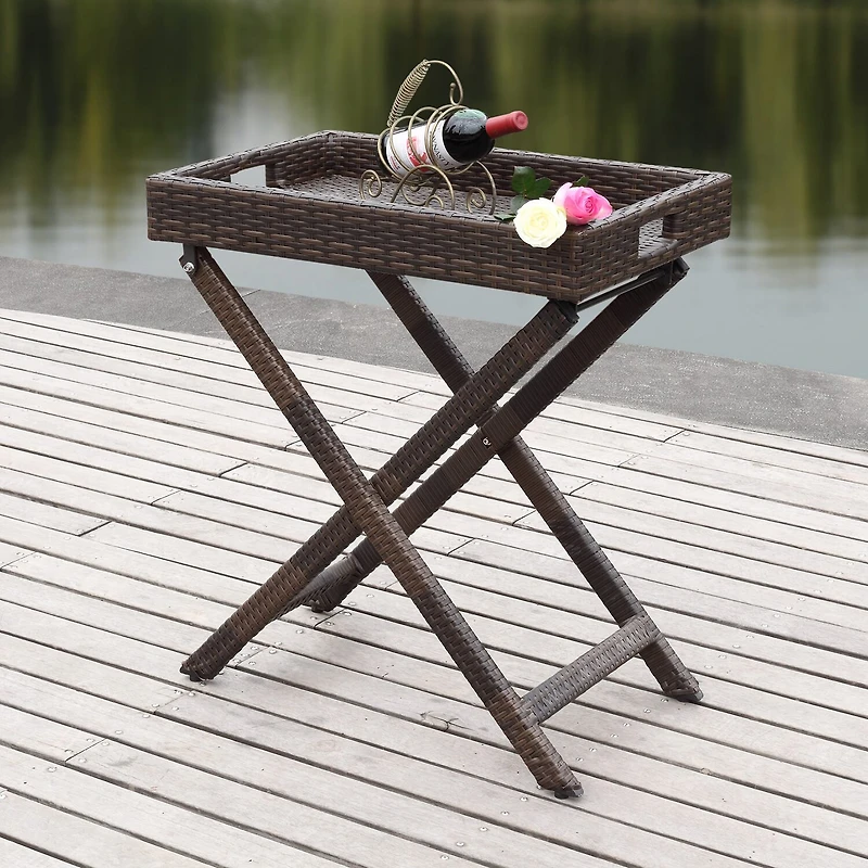 Safavieh Bardia Folding Rattan Side Table