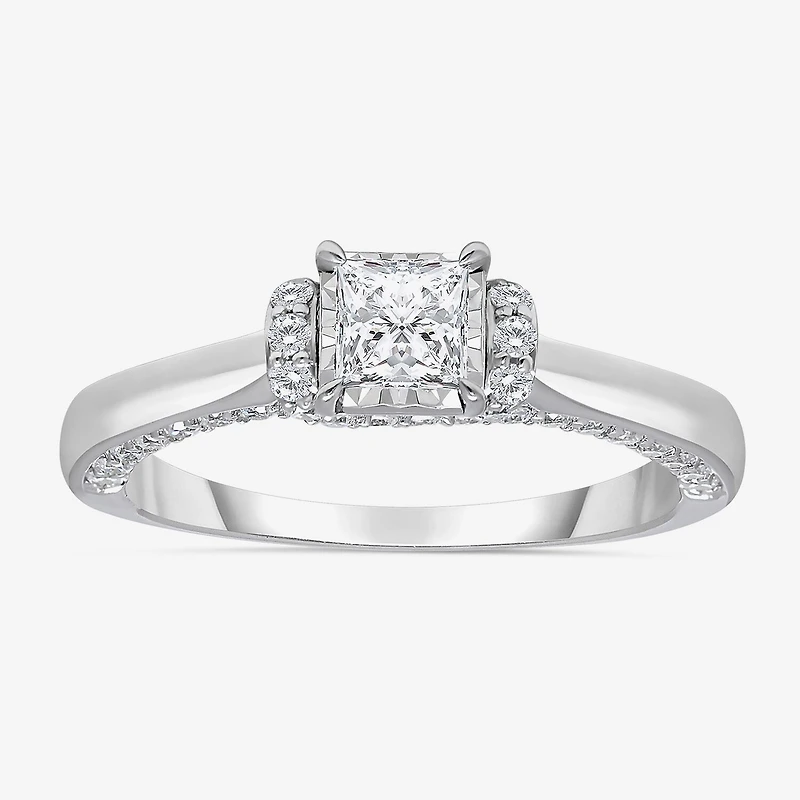 (I / Si2) Womens 1 CT. T.W. Lab Grown White Diamond 10K Gold Engagement Ring
