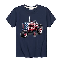 Americana Tractor Little & Big Kid Boys Crew Neck Short Sleeve Flag Regular Fit Graphic T-Shirt