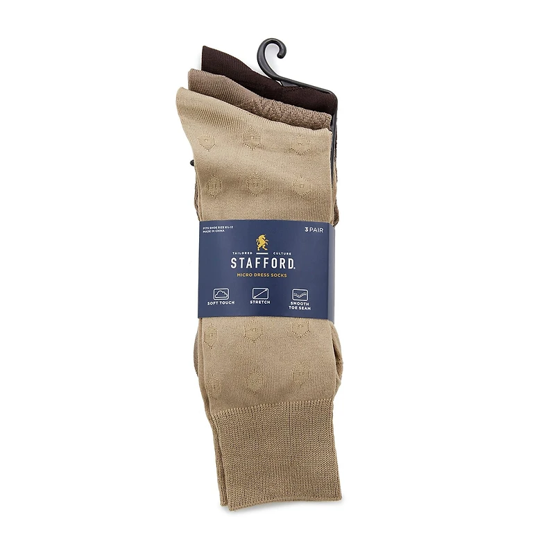Stafford Microfiber Mens 3 Pair Crew Socks
