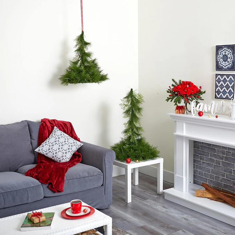 Nearly Natural 2pc. Hanging Dã‰Cor 3 Foot Pine Christmas Tree