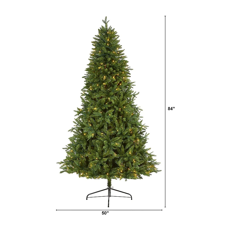 Nearly Natural New Hampshire 7 Foot Pre-Lit Fir Christmas Tree