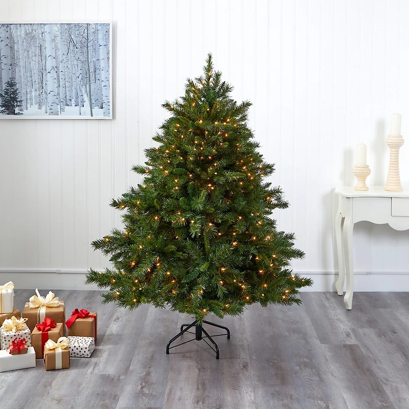 Nearly Natural Mixed 6 Foot Pre-Lit Pine Christmas Tree
