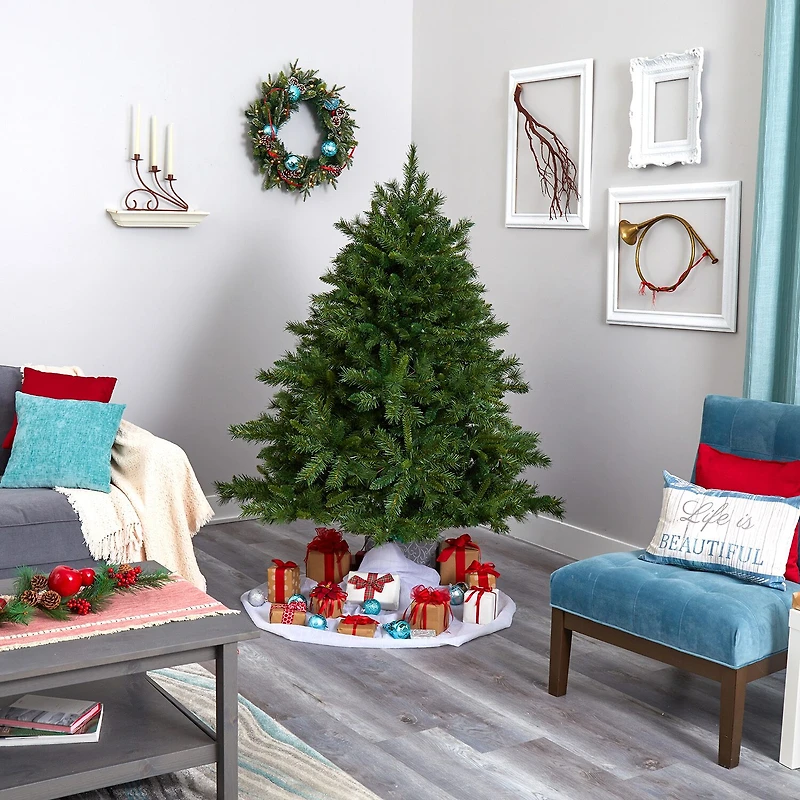 Nearly Natural Mixed 6 Foot Pre-Lit Pine Christmas Tree