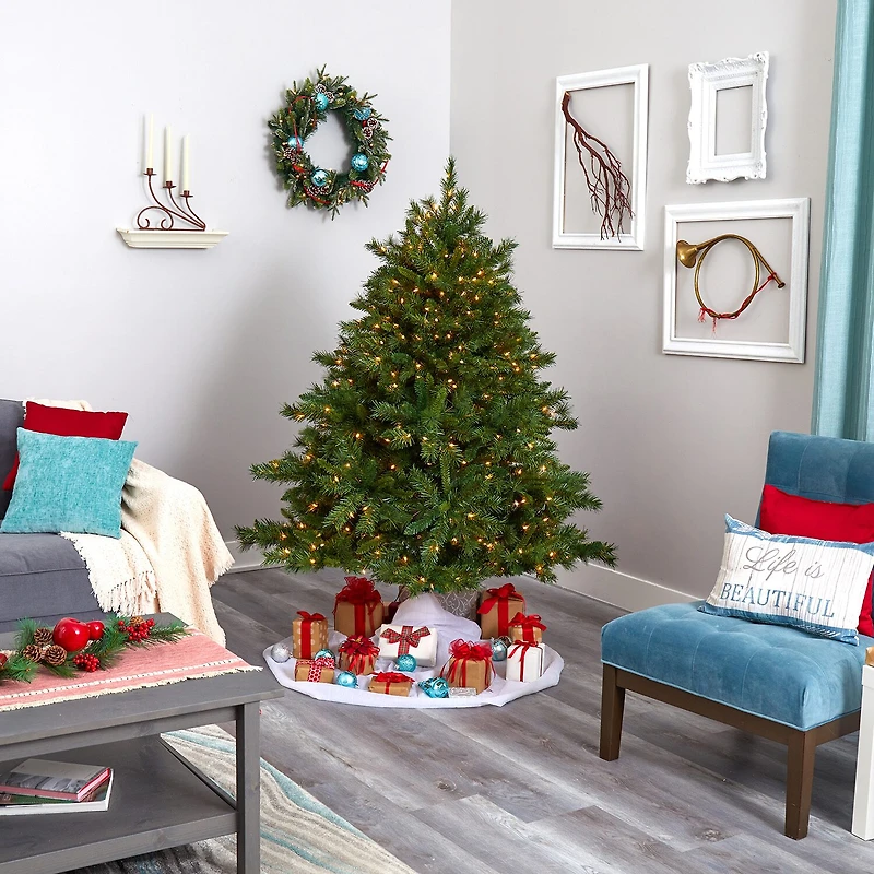Nearly Natural Mixed 6 Foot Pre-Lit Pine Christmas Tree