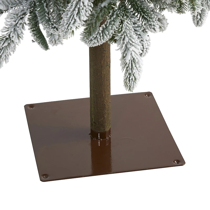 Nearly Natural Flocked Alpine 7 1/2 Foot Pre-Lit Flocked Pine Christmas Tree