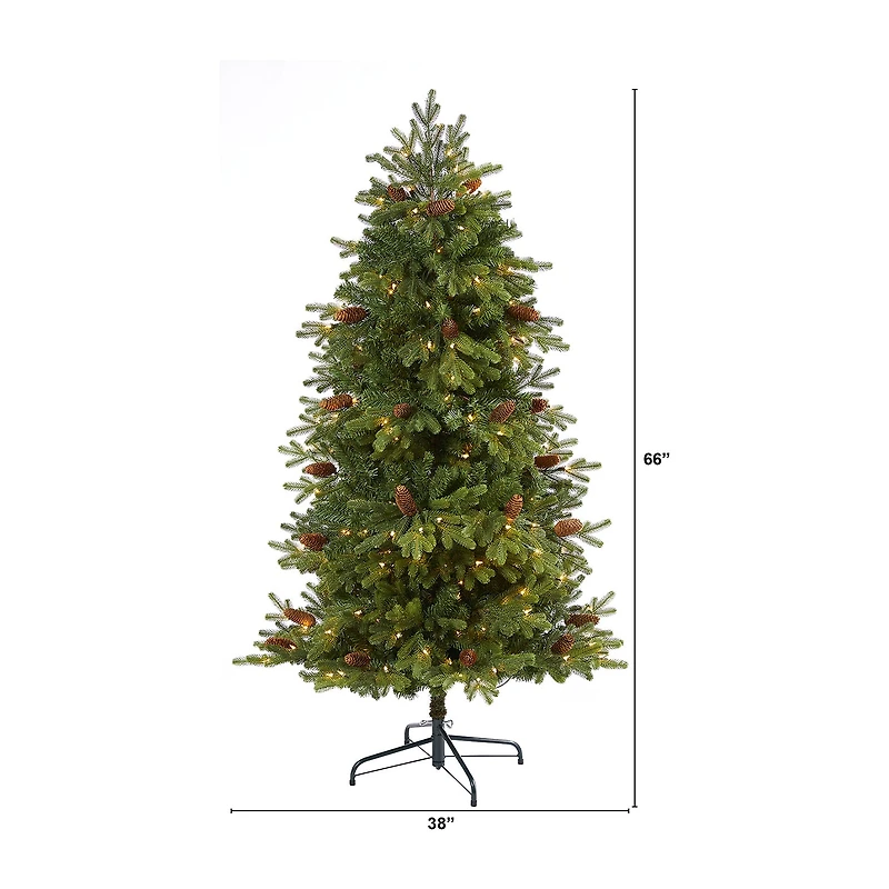 Nearly Natural Yukon Mountain 5 1/2 Foot Pre-Lit Fir Christmas Tree