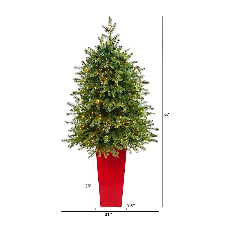 Nearly Natural Vancouver Fir 4 1/2 Foot Pre-Lit Potted Fir Christmas Tree
