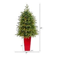 Nearly Natural Vancouver Fir 4 1/2 Foot Pre-Lit Potted Fir Christmas Tree