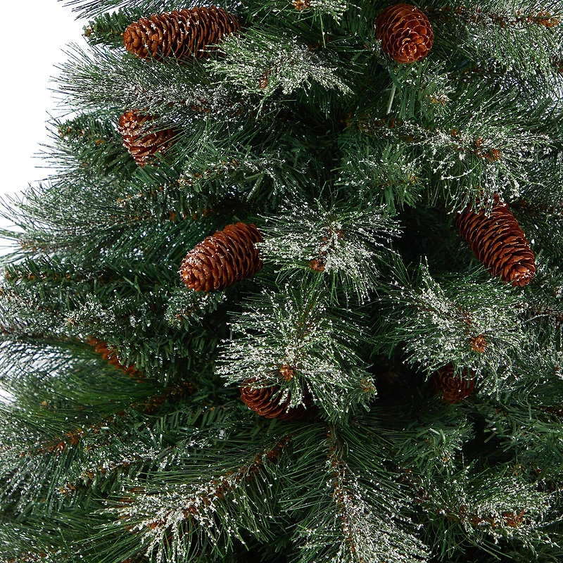 Nearly Natural Snowed French Alps Pine 4 1/2 Foot Potted Pine Christmas Tree