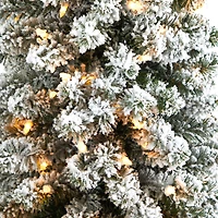 Nearly Natural Flocked Pencil 5 1/2 Foot Pre-Lit Flocked Potted Pine Christmas Tree