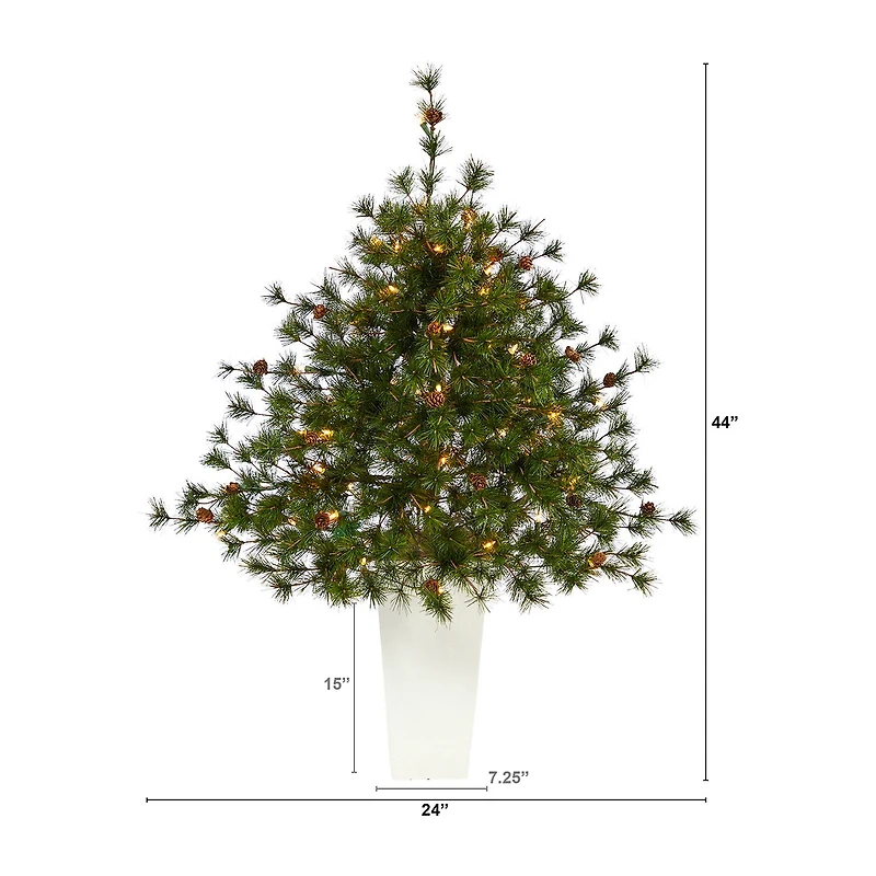 Nearly Natural Colorado Mountain 3 1/2 Foot Pre-Lit Potted Pine Christmas Tree