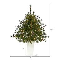 Nearly Natural Colorado Mountain 3 1/2 Foot Pre-Lit Potted Pine Christmas Tree