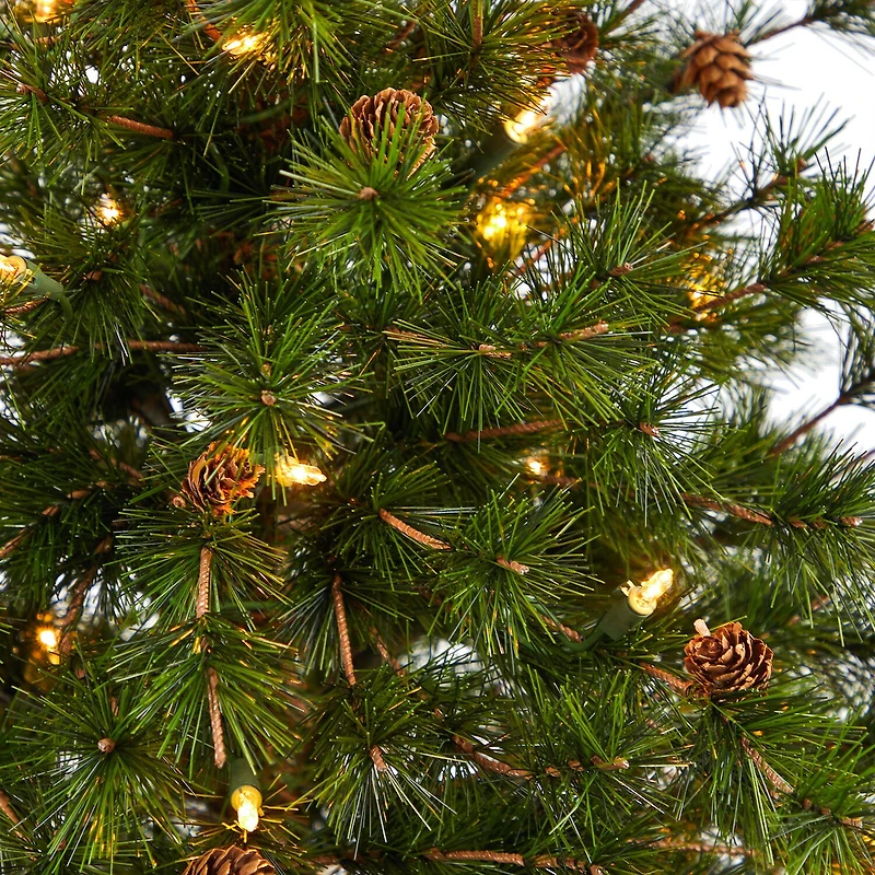 Nearly Natural Colorado Mountain 3 1/2 Foot Pre-Lit Potted Pine Christmas Tree